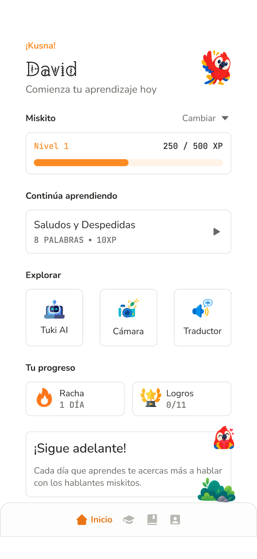 Captura de pantalla de Inicio de la App